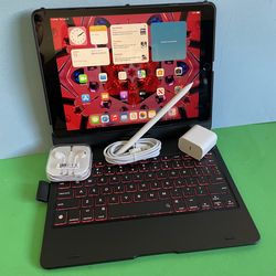 Apple IPad 9th Generation (10.2” Retina /Touch ID /IOS 18/ 2021 Model) 64GB with Pen, Keyboard  & Accessories