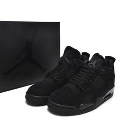 Size 10 Nike Air Jordan 4 Retro Black Cat Suede Men’s Basketball Shoes 