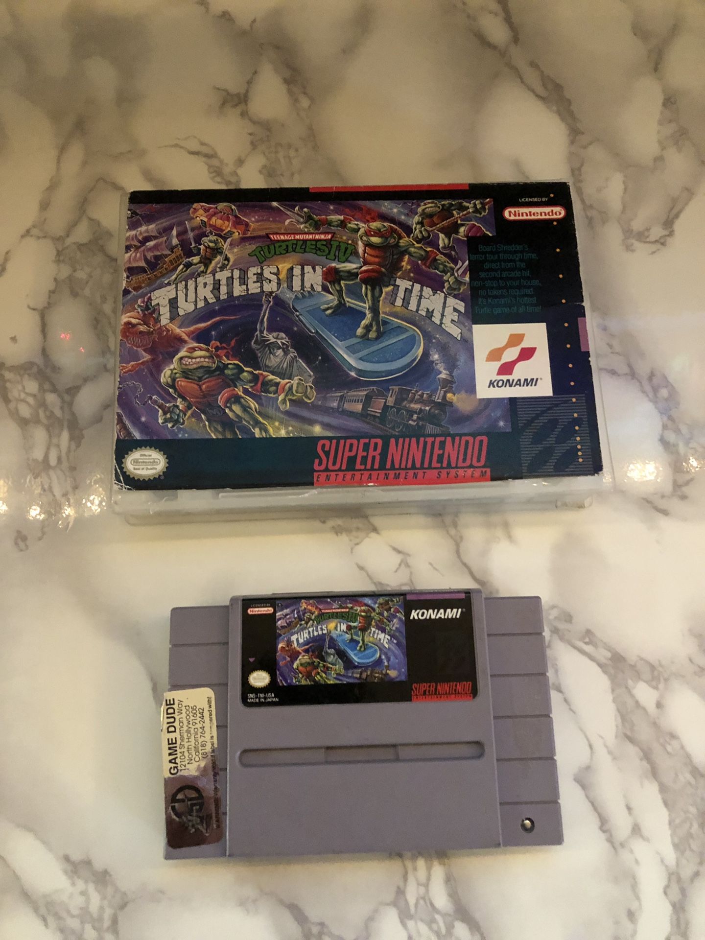 Nintendo SNES Super Nintendo Turtles in Time Turtles IV game and case