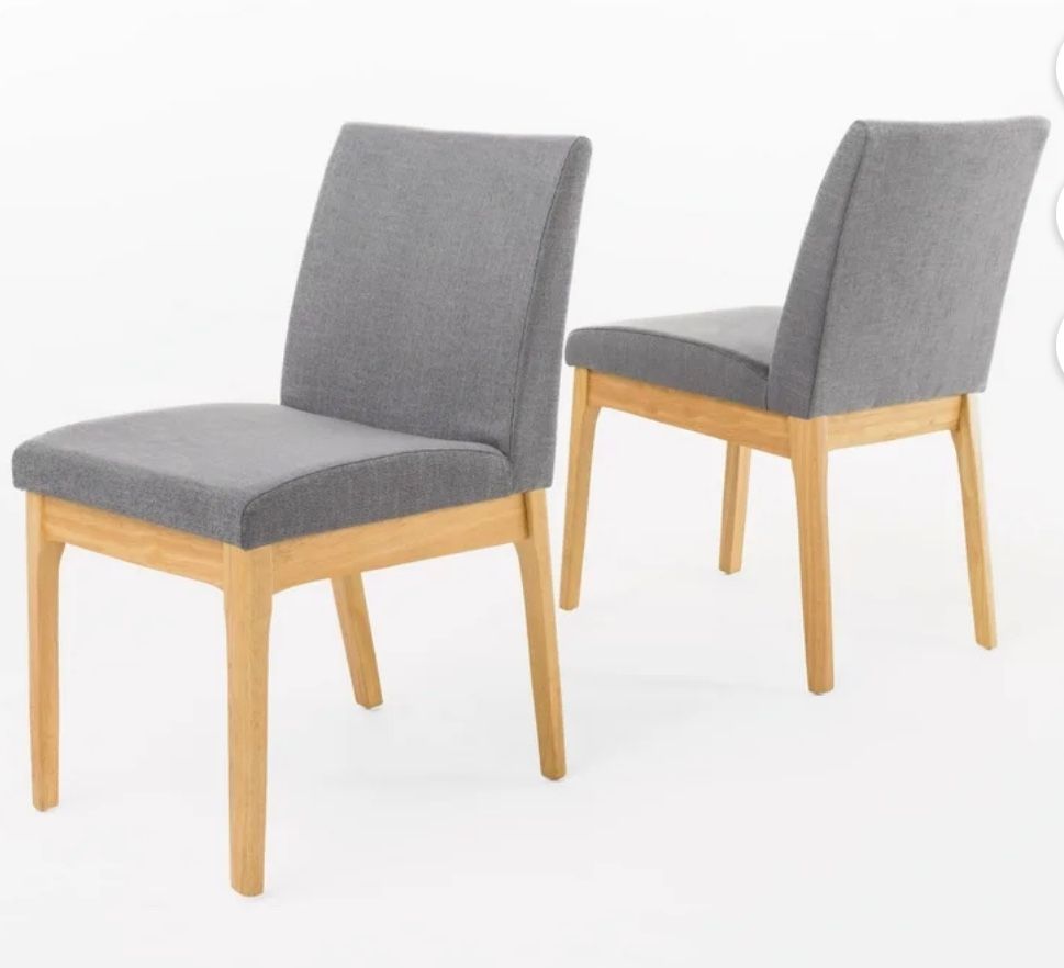 (2) Gray Fabric / Oak chairs