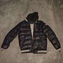 Guess Black Puffer Jacket With Hoodie