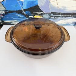 Anchor Hocking Amber Glass Casserole Dish w/ Lid – 2 Qt – Vintage