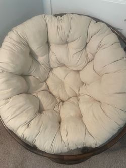 Cream Boho Papasan Chair – Wooden Base