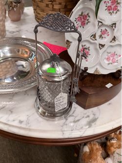 Royal Mfg Co. Antique Pickle Caster Jar with Tongs