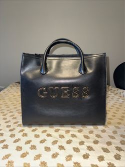 GUESS Black Logo Large Satchel Top Handle, Detachable Strap, Zip, Pockets