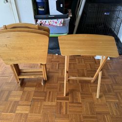 Four Foldable TV Tables With Stand 