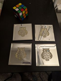 Owl glass coasters