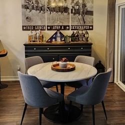 Marble Dining/Kitchen Table & 4 Upholstered Chairs