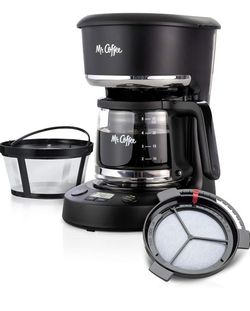 Mr. Coffee Programmable Coffee Maker 5 Cups with Auto Pause Glass Carafe Compact Design Black