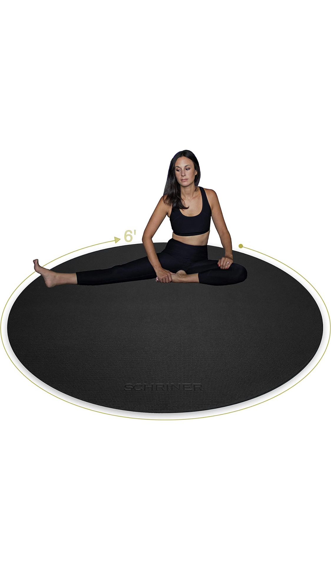 SCHRINER Pro Large Round Yoga Mat 6' x 8mm for Exercise Premium