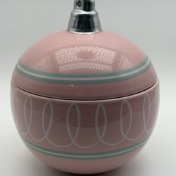 Ceramic Christmas Ornament Container Pink