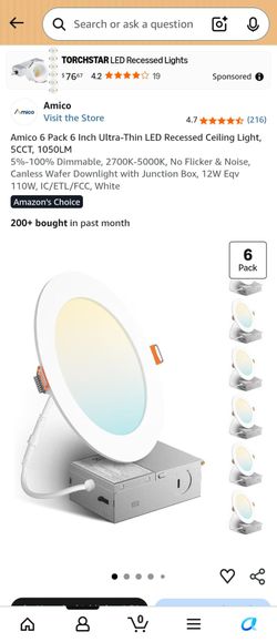 6ea 6 inch Slim Recessed LED lights