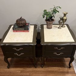 Marble Inlay Nightstands (x2)