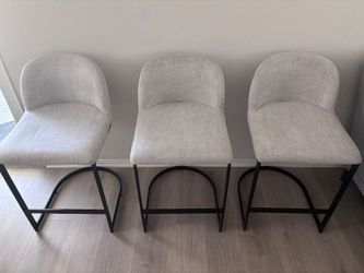 Jules Cantilever Armless Upholstered Counter Height Barstool with Footrest White/Black - Threshold™