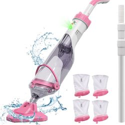 Pool Vacuum with Telescopic Pole, (2024 Upgraded) Pool Vacuum for Above Ground Pool, 60 Mins Running Time, Handheld Pool Vacuum, Powerful Suction up t