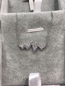 Sterling Silver CZ Heartbeat Pendant with adjustable 16-18” Chain