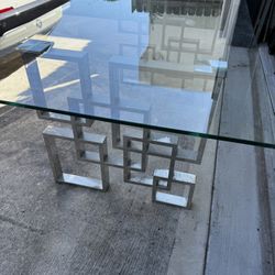 Modern Glass And Chrome Dining Table $450