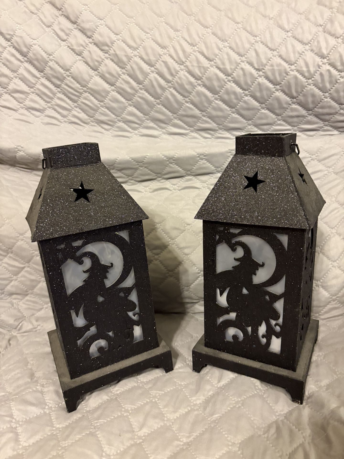 Set Of 2 Light Up Witch Hanging Lanterns.