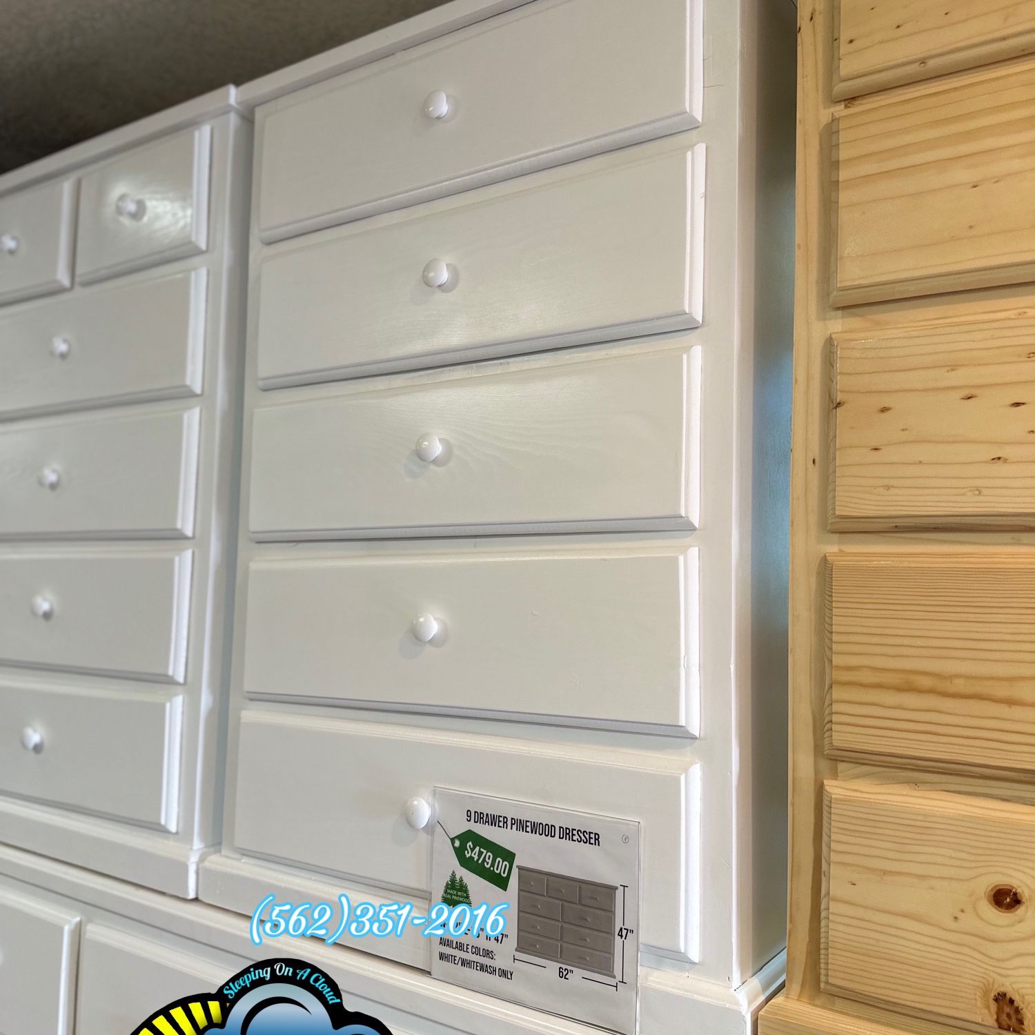 New White Solid Wood 5 Drawer Dresser 