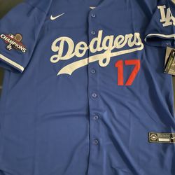 New! Dodgers Jersey Blue Ohtani And Betts Available Comes With 2024 Champs Patch 