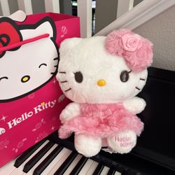 Hello Kitty Pink Rose Dress Plush 23 cm – Fluffy Collectible Doll with Tag