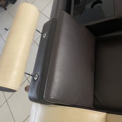 Genuine Leather Sectional.  Cream And Brown