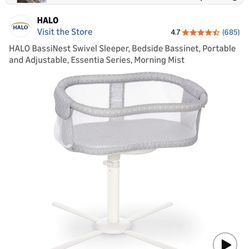 HALO BassiNest Swivel Sleeper, Bedside Bassinet, Portable and Adjustable, Essentia Series, Morning Mist