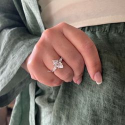 Brand New Sterling Silver 925 Marquise Engagement Ring