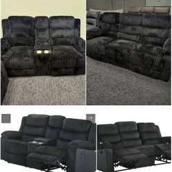 VELVET COMFORTABLE !! 3 PIECE SOFA LOVESEAT AND CHAIR GRAY AND BLACK AVAILABL!! $1,520!!