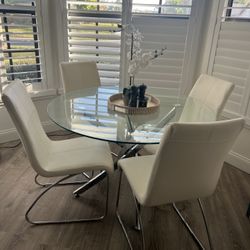 Clear Glass 4 Chair Kitchen Table 