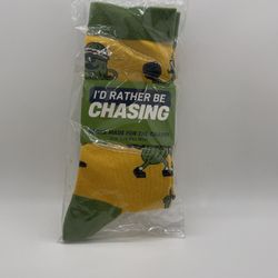 Green and Yellow Id Rather Be Chasing Pickleball Crew Socks One Pair OSFM NWT
