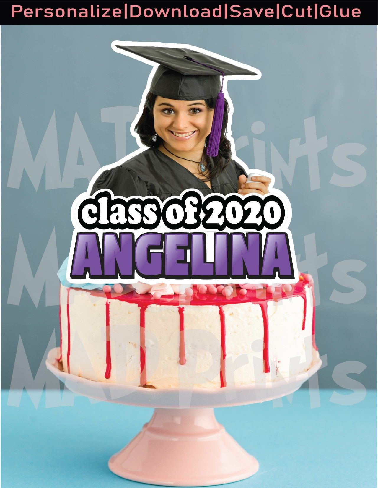 Printable Photo Cake Topper, GraduationCake 🎂