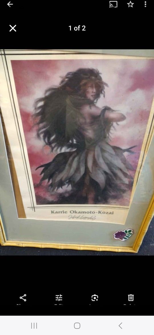 Vintage Hula Tiki Picture Signed