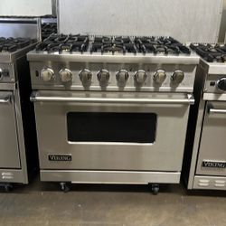 Viking 36”Wide Dual Fuel Range Stove Stainless Steel 6Burners 