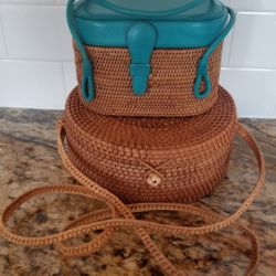 Elliot Lucca Woven Bucket Bag & Unbranded Round Basket Bag 