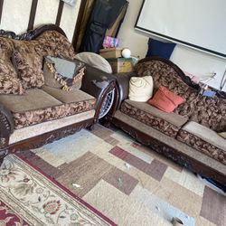 Excellent  FurnCondition Have  Some Leather tear On The Sides As Picture Shows , Customized..comes With One Side Matching Table Not Shown In Pictures 
