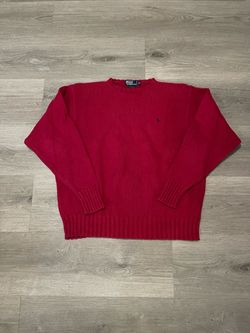 Vintage Polo Ralph Lauren Men’s Dark Red Knitted Crewneck Sweater