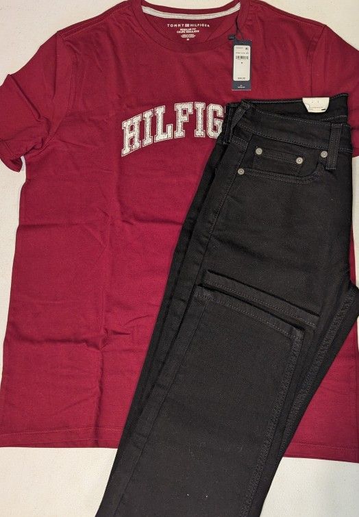 Men's Tommy Outfit With T-Shirt And Levi Jeans (Shirt Size Medium) ( Pants Size 29x32)