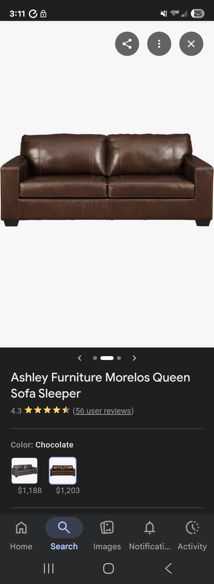 Morelos Chocolate Brown Couch Bed