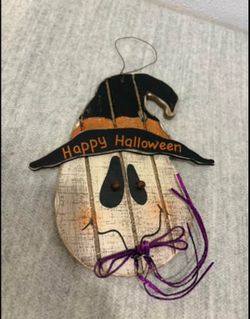 Country Farmhouse Rustic Wooden Happy Halloween Ghost Wall Hanging Holiday Home Decor