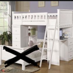 Used - Sturdy White Wood Loft Bed