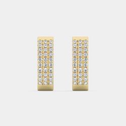 Gilded 1/2 Cttw Diamond Silver Multi-Row Pavé Diamond Huggie Hoop