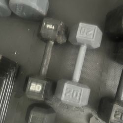 Pair Of 20lb Steel Hex Dumbbells Total 40lb
