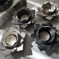 Concrete Flower Tea Light Holder, Concrete Decor, Candle Vessel, Minimalist Decor, Industrial Chic