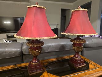 Elegant Matching Burgundy & Gold Decorative Table Lamps (Pair)

Description