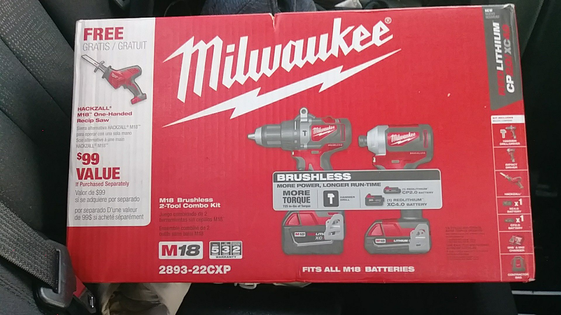 Milwaukee m18 brushless combo kit includes hammer drill, impact drill and sawzall