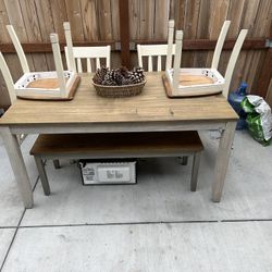 Dining table with bench