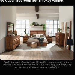 New 5-Piece Queen Bedroom Set Smokey Walnut