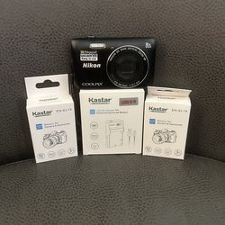 Nikon Coolpix S3700 Black 20.1MP Digital Camera. /charger and 3 Batteries