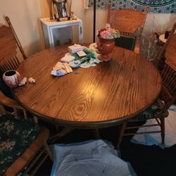 Vintage Oak Claw Foot Dining Table